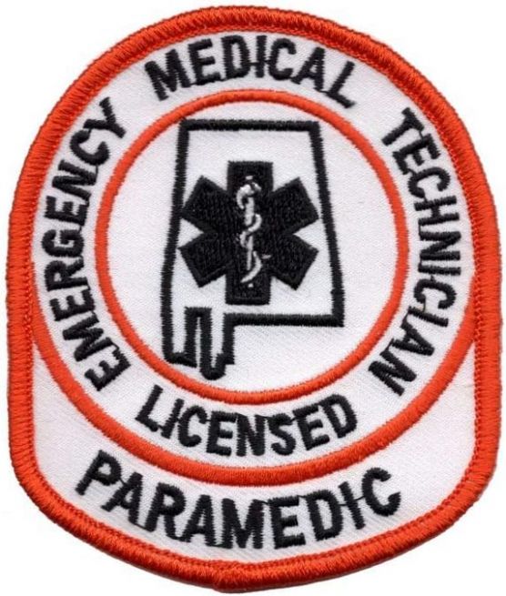ALABAMA PARAMEDIC LICENSED EMERGENCY MEDICAL TECHNICIAN SHOULDER PATCH - SEW ON.